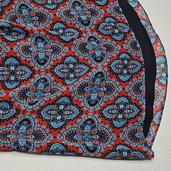41 Hawthorn Sleeveless Paisley Blouse Red Navy Turquoise High Low Hem Size M - Picture 3 of 16